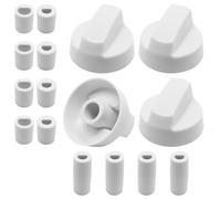 Juego de 4 perillas para vitrocerámica, perilla de control universal, perilla para estufa de gas - Diámetro: 42 mm, perillas e interruptores para estufa y horno, con 12 adaptadores, color blanco