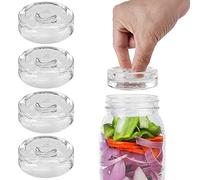 Juego de 4 pesas de fermentación de vidrio con asas de fácil agarre para conservación de encurtidos de chucrut, kimchi, conservas, tarros Mason de boca ancha