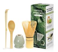Juego de 4 piezas Matcha ceremonia japonesa, batidor matcha bambú natural, cuchara de bambú, pala de bambú, portabatidor, caja matcha para la ceremonia del té, bebida - Matcha verde