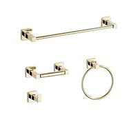 Juego de 4 piezas de accesorios de baño inoxidables montados en la pared, toallero de papel higiénico, anillo de toalla y gancho para bata, kit de accesorios de aleación de zinc (43,5 cm)