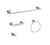 Juego de 4 piezas de accesorios de baño para colgar en la pared, toallero de papel higiénico, anillo de toalla y gancho para bata, accesorios de aleación de zinc inoxidables (43,5 cm)