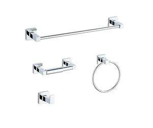 Juego de 4 piezas de accesorios de baño para colgar en la pared, toallero de papel higiénico, anillo de toalla y gancho para bata, accesorios de aleación de zinc inoxidables (43,5 cm)