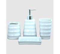 Juego de 4 Piezas de baño de mármol con jabonera | Ekilikua Home | Juego de Accesorios de baño 4 Piezas | Soporte para Cepillo de Dientes y Bandeja Jabón | Set de baño de cerámica Blanca