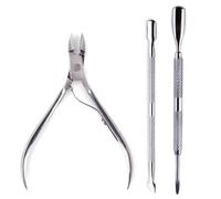 Juego de 4 piezas de cortaúñas profesional de acero inoxidable, tijeras, alicates, quitacutículas, cuchillo de empuje, juego de manicura para el cuidado de las uñas, 16, BH01