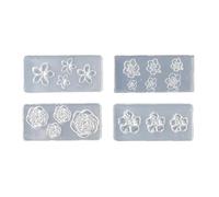 Juego de 4 piezas de diseño artístico de uñas con moldes de silicona floral, plantillas de escultura 3D, formas de arte de uñas, flores de plumeria, dije de uñas
