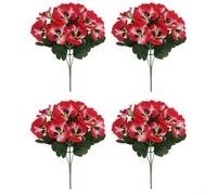 Juego de 4 piezas de flores artificiales de pensamiento con detalles realistas y construcción de tallo flexible para necesidades de decoración de interiores (rojo sandía)