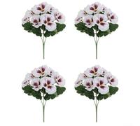 Juego de 4 piezas de flores artificiales de pensamiento con detalles realistas y construcción de tallo flexible para necesidades de decoración de interiores (blanco)