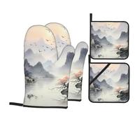 Juego de 4 piezas de HHGFASD fig. Paisaje encantador con forro suave y aislamiento grueso para cocina y barbacoa al aire libre