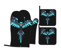 Juego de 4 piezas de impresión de emblema de AKGFFDS Circuit Hawk con forro suave y aislamiento grueso para cocinar en la cocina y barbacoa al aire libre