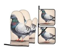 Juego de 4 piezas de impresiones de paloma VVXBHGR con forro suave y aislamiento grueso para cocinar en la cocina y barbacoa al aire libre