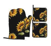 Juego de 4 piezas de impresiones VVXBHGR Facing the Sun con forro suave y aislamiento grueso para cocinar en la cocina y barbacoa al aire libre