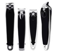 Juego de 4 piezas de manicura profesional, cortaúñas, cortaúñas, cortaúñas, cortaúñas de precisión, herramientas de manicura, cortaúñas de acero inoxidable, juego de uñas portátil (negro)