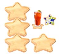 Juego de 4 piezas de mosaico para niños, posavasos de bambú, bandejas con base hueca, se utilizan para manualidades, posavasos, velas, decoraciones de salón y regalos hechos a mano (pentagrama)