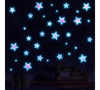 Juego de 4 piezas de pared que brillan en la oscuridad para habitación de niños con diseños de corazón y estrella, material de PVC, para una fácil aplicación