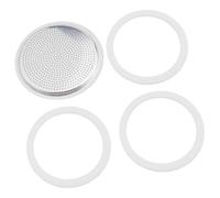 Juego de 4 piezas de repuesto for cafetera Moka Bialetti con 3 juntas de silicona y 1 filtro for cafetera espresso.(12 cup)