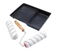 Juego de 4 piezas de rodillo de pintura tejido de microfibra de pelo medio, jaula y bandeja ProDec Advance de 9 pulgadas x 1,75" para pintar con pinturas de emulsión en paredes y techos interiores