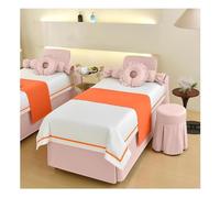 Juego De 4 Piezas De Ropa De Cama para Spa, Cubrecama Con Orificio para Reposacabezas Faldón Elástico para Salones De Belleza Y Salas De Fumigación(Multi-colored/F,180x70x55 cm)