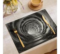 Juego de 4 Piezas manteles con diseño de Túnel en Espiral y Errores visuales 3D,Negro,para otoño,30 x 45 cm,Individuales Lavables Antideslizantes Decoración de Mesa para Cocina