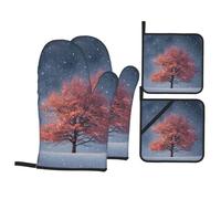 Juego de 4 piezas para hornear HHGFASD Little Tree Under the Snowflakes con forro suave y aislamiento grueso para cocinar en la cocina y barbacoa al aire libre