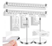 Juego de 4 piezas Porta Comandero Hosteleria con 2 Porta Comandas Montado en la Pared 40 cm y 2 Pincho Visas Metálico Visualización Transparente para Restaurantes Hoteles Bares Oficinas y Domésticas