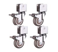Juego de 4 piezas Ruedas Giratorias,Caucho Muebles Ruedas Girar con Soporte Tipo U,rueda universal con freno Rueda para Cunas(Color:18mm,Size:1.25in)