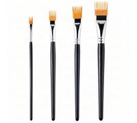 Juego de 4 Pinceles de Pintura, Pinceles Profesionales para Artistas con cerdas de Nailon y Mango de Madera para Pintura acrílica, óleo y Acuarela, CREA Texturas Naturales, de Acuarela