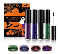 Juego de 4 pintalabios mate para Halloween, de larga duración | Colores oscuros, negro, morado, azul, verde, Cosplay, fiesta, maquillaje, set de regalo para carnaval, Halloween