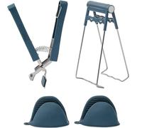 Juego de 4 pinzas antiescaldaduras for cuencos, acero inoxidable, antideslizantes, for vajilla, guantes silicona resistentes al calor, herramienta cocina