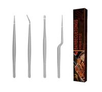 Juego de 4 pinzas de cocina de acero inoxidable, 30 cm, pinzas de acero inoxidable, pinzas para espaguetis, pinzas de cocina, con cabeza redonda y puntiaguda, para asar, asar, preparar y decorar