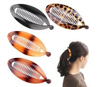 Juego de 4 pinzas de pelo grandes en forma de cola de pescado - Bananas Extensibles, coloridos para cola de caballo - Accesorios de peluquería