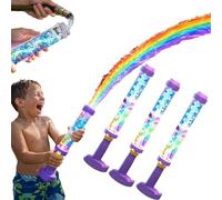 Juego de 4 pistolas de agua LED Rainbow luminosas, pistolas de agua para niños, efecto fuego de artificio mágico, juguete rociador creativo para fiesta piscina y juegos para playa y jardín, verano