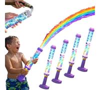Juego de 4 pistolas de agua LED Rainbow luminosas, pistolas de agua para niños, efecto fuego de artificio mágico, juguete rociador creativo para fiesta piscina y juegos para playa y jardín, verano