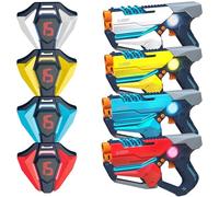 Juego de 4 pistolas láser con chaleco para adolescentes y adultos, niños y niñas, actividades grupales geniales para adolescentes, cumpleaños para niños de 6, 7, 8, 9, 10, 11, 12 años en adelante