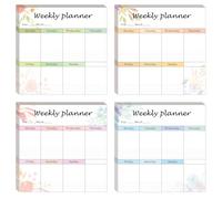 Juego de 4 planificadores semanales de 7,5 x 7,5 cm, calendario desprendible, calendario sin fecha, revisión semanal, notas adhesivas, recordatorio de hábitos, administrador de tareas diarias para la