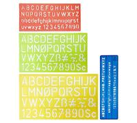 Juego de 4 plantillas de letras del alfabeto hueco de plástico - Plantillas de dibujo para niños - Reglas alfanuméricas