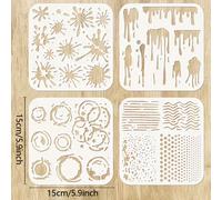 Juego de 4 Plantillas de Plástico para con Efectos de Manchas y Salpicaduras, Ideal para Pintura DIY en Madera, Paredes, , Tela y Suelos - Herramienta Multifuncional para Decoración del Hogar