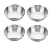 Juego de 4 platos de acero inoxidable para salsas, nueces, aperitivos, platos compactos de 3.2 x 3.2 x 1.1 pulgadas, lavavajillas y apilables, diseño sin salpicaduras para uso en casa, restaurante