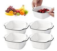 Juego De 4 Platos De Cerámica Para Hornear: Plato Pequeño De Cerámica Con Asas, Plato Cuadrados Para Hornear Perfectos Para Pasta, Gratinado, Postres Y Más, Seguro Para Horno Y Microondas