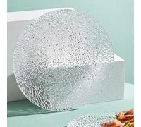 Juego de 4 platos de ensalada de cristal, vajilla transparente para postre, aperitivos, frutas, aperitivos, aptos para lavavajillas y apilables, diseño de vidrio textruido (8.5inch, 4pcs)