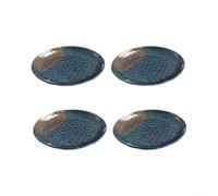 Juego de 4 platos redondos de melamina con acabado martillado, vajilla irrompible para barbacoa, fiesta, uso al aire libre, 24,1 cm, negro (21,6 cm)