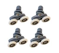 Juego de 4 poleas oscilantes ajustables de nailon gris para cabina de ducha, puerta corrediza, rodillos, cuñas de doble rueda para remolques de viaje