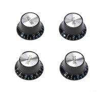 Juego de 4 pomos de control de velocidad de guitarra, 2 volúmenes y 2 tonos, perillas de repuesto de aluminio acrílico de 6 mm, compatible con LP y para guitarras eléctricas SG, actualización (negro)