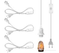 Juego de 4 portalámparas E14 con interruptor y enchufe europeo, portalámparas E14 con cable de 3,5 m, interruptor de rosca, adaptador de enchufe, soporte para lámpara para cocina, oficina, salón