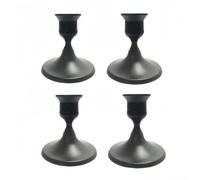 Juego de 4 portavelas cónicos de metal diseñados para complementar la decoración de bodas y ambientes románticos de comedor con un atractivo clásico y elegante (negro B (4))