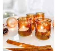 Juego de 4 portavelas de cristal vintage Kate Aspen con dise o de flor de lis, color mbar