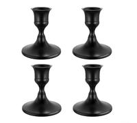 Juego de 4 portavelas de metal, diseñados para velas cónicas, perfectos para crear un ambiente cálido para ceremonias de boda, cenas y decoraciones festivas (negro (4))