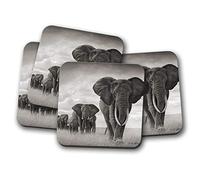 Juego de 4 posavasos con diseño de elefante de hierbas - Safari África Zoo Animal naturaleza divertido regalo # 8955