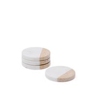 Juego de 4 posavasos Nivol en mármol blanco y negro y travertino