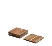 Juego de 4 posavasos Zairin fabricados en madera de acacia 100% FSC y metal multicolor