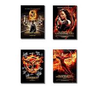 Juego de 4 pósteres de la colección de películas firmadas de The Hunger Games, coleccionistas, tamaño A4, firmas preimpresas